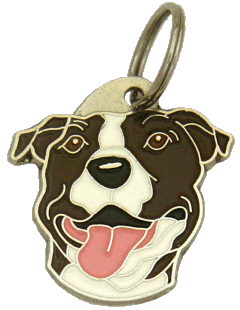 AMERICAN STAFFORDSHIRE TERRIER WHITE BRINDLE <br> (pet tag, engraving included)